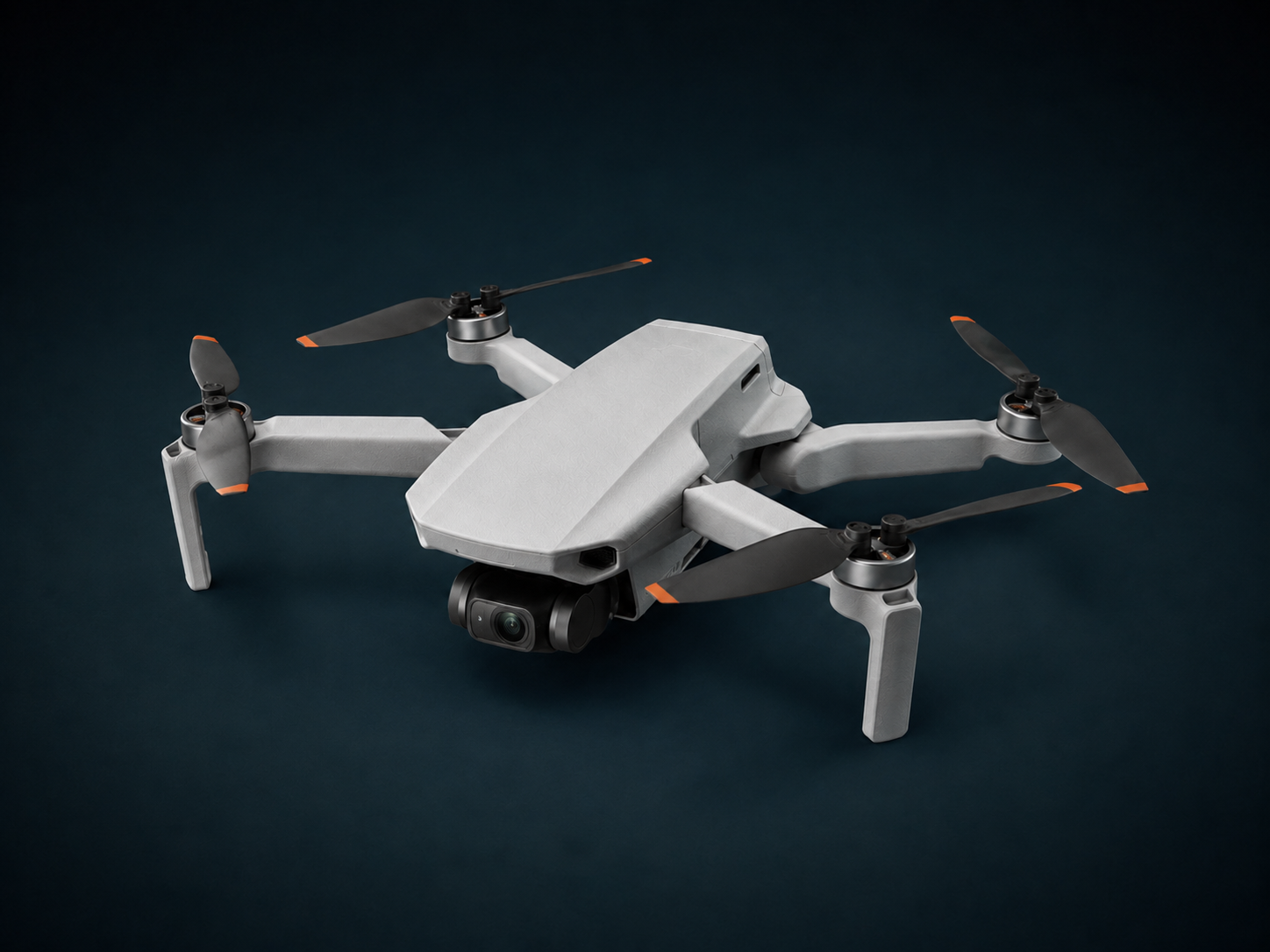 Realistische Darstellung einer DJI Mini 2 ähnlichen Drohne